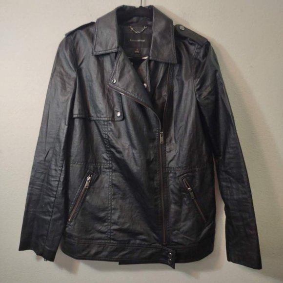 Banana Republic Black Coated Linen Moto Jacket S - Picture 1 of 6